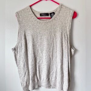 George Mark Eisen Sz 18 Sweater Cashmere Angora Mix Crew Neck Sleeveless Beaded